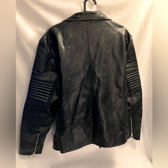 AOWOFS Vegan Leather Black Biker Punk Jacket NOWT - Picture 4 of 9